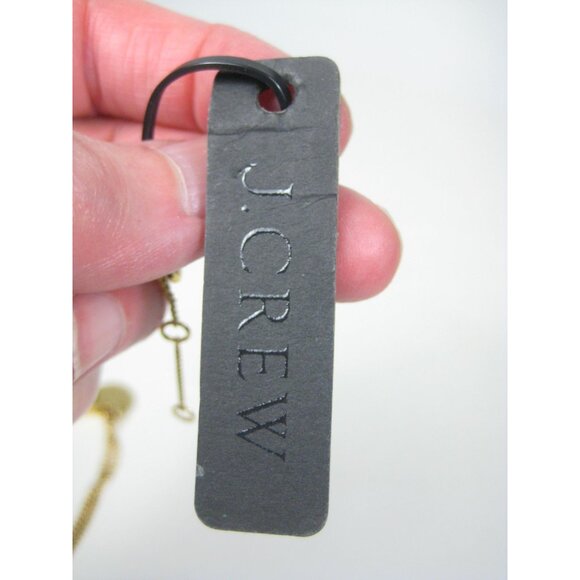 J.Crew Gold Tone Necklace Circle Bar Pendant Chain Modern Signed Geometric Charm - Picture 6 of 10